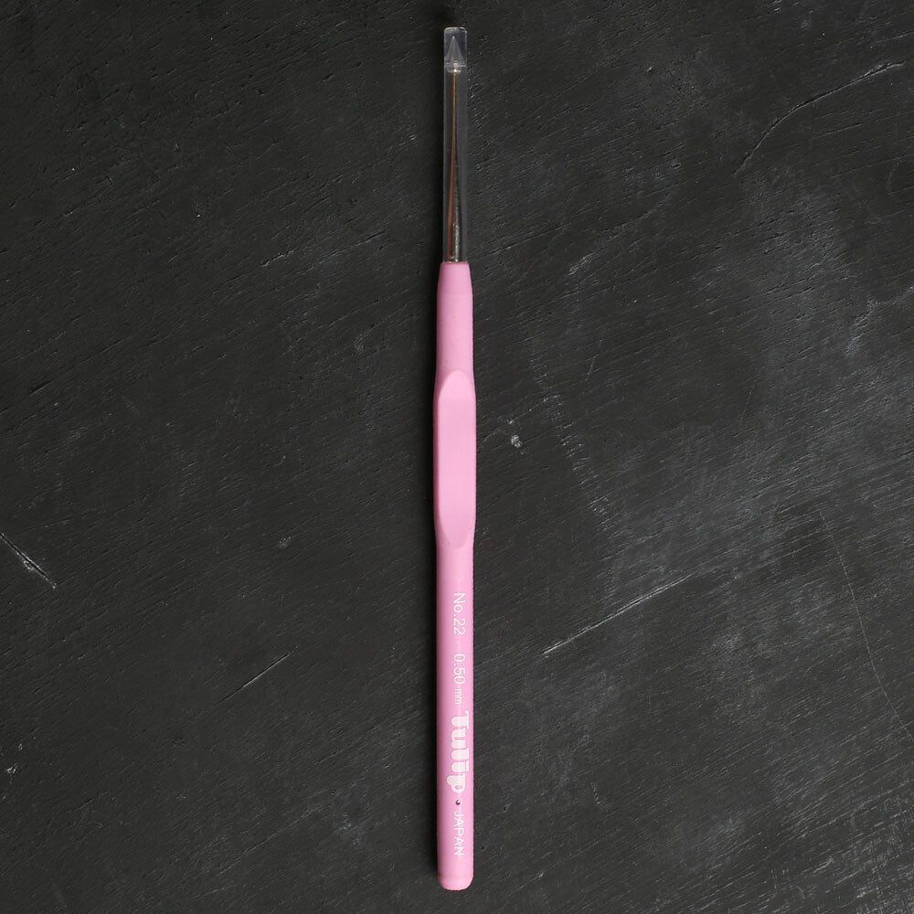 Tulip No:22 0,50 mm 14 cm Pembe Silikon Yumuşak Saplı Dantel Tığ - T-9GE